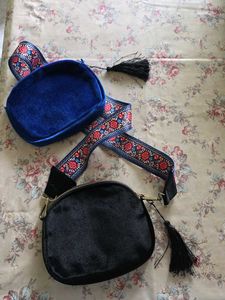 Embroidered Crane Crossbody Bag Set