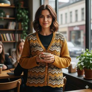 Mustard Yellow Knitted Cardigan Sweater