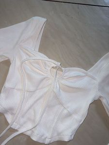 White Long Sleeve Corset style Top (little Box)