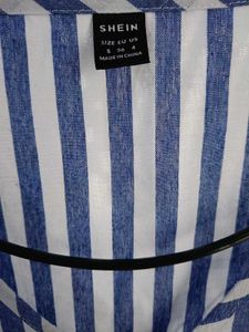 Blue &amp; White Striped Button-Up Dress