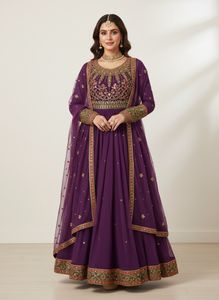 Stunning Purple Anarkali suit