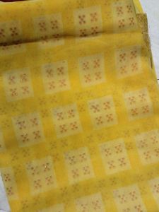 Vibrant Yellow Saree with Square Motifs