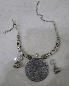 Oxidized Silver Necklace &amp; Earring Set
