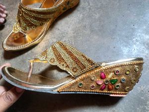 Elegant Gold Embellished Footwear