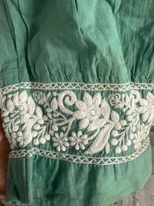 Embroidered Green Kurta