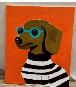 Cute Dog Painting with Glasses