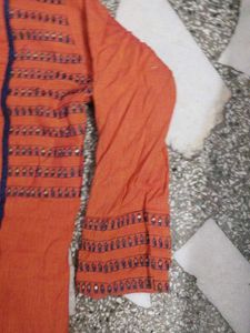 Orange Printed Kurta
