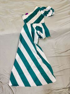 Stylish Striped One-Shoulder Dress