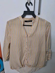 Classy Yellow stripped Office Shirt by Madame