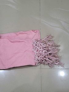 Pink Dupatta with Tassels