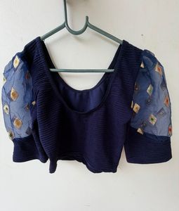 Gorgeous Navy Blue Slip on Blouse