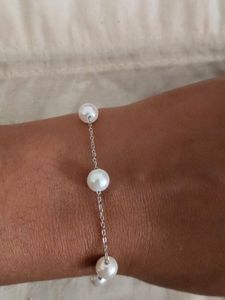Elegant Pearl Chain Bracelet 925 silver