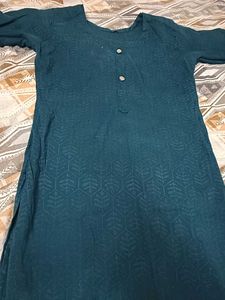 Teal Embroidered Kurti