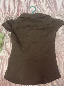 Chic Brown Button-Up Shirt