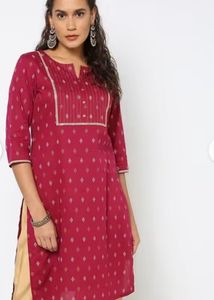 Elegant Pink Cotton Kurti with Embroidery