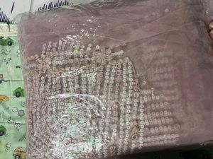 Elegant Sequined Pink Saree With Unstiched Blouse