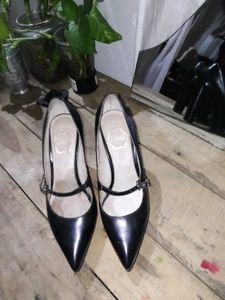Ochirly Black Mary Jane Block Heels|Pointed Toe
