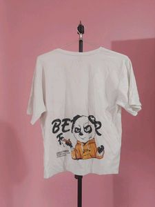 Cute Panda Graphic White T-Shirt