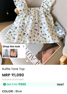 Savana Ruffle Tank Top - Blue