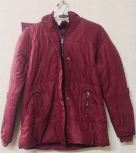 Maroon Quilted Winter Jacket