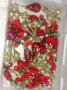 Beaded Red and Gold Jewelry Charms