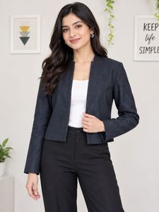 Calvin Klein Women's Dark Grey Cropped Blazer