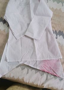 White &amp; Pink Kurta Set