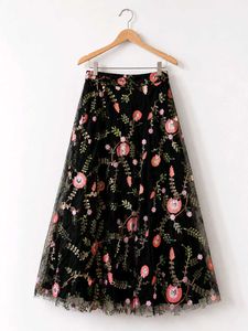 Black Embroidered Ethnic Skirt
