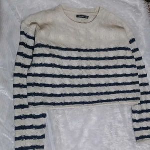 Striped Cropped Knit Sweater