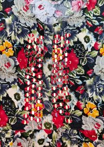 Boho Floral Mirror Work Tunic Top Dress