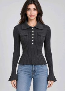 Chic Ribbed Knit Button-Up Top