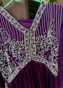 Purple Embroidered Nyra cut suit
