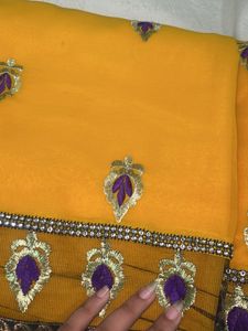 Beautiful Yellow Embroidered Saree