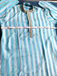 Men's Sky Blue Striped Kurta