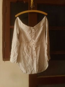 Striped Off-Shoulder Shirt