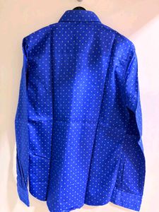 Men's Blue Dotted Long Sleeve Shirt