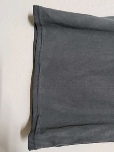 Fitted waist-snatching Grey Cut-out Ribbed Top