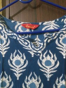 Blue Cotton Blend Kurti ..