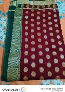 Elegant Maroon Saree with Gold Motifs