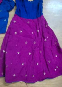 Blue &amp; Purple Embroidered Lehenga Set 2 yrs