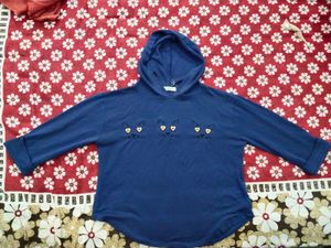 Navy Blue Hoodie Top