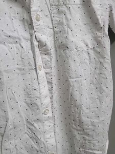 Boys White Printed Short Sleeve Shirt