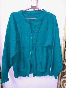 Teal Diamond Knit Cardigan