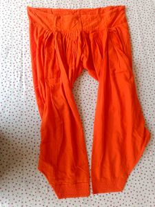 Blue Denim Kurta with Orange Pants