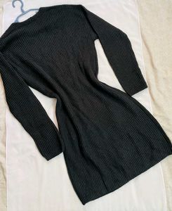 🎉Buy1 Get1 Free🎉Shinny Black Sweater Dress D