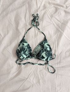 Tropical Print Halter Bikini Top