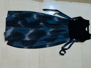 Elegant Black and Blue Party Dress