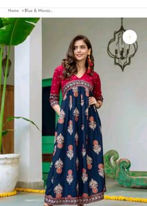 Elegant Navy Blue Printed Kurta