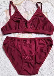 Maroon Bra &amp; Panty Set