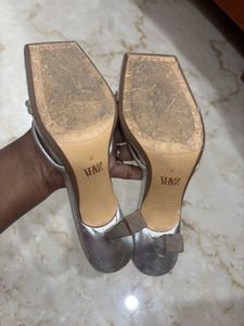 Zara Silver Heeled Sandals